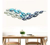 SYLUOQP Coastal Ocean Metal Fish Wall Art Decor, 3D Abstract Fish Wall Sculpture, Handcraft Fish Decoration, Hanging Ornaments, for Living Room/Bedroom