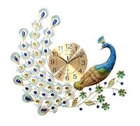 SYLUOQP Decorative Clock Hanging Clock Living Room Modern And Simple, Creative Clock Big Peacock Hanging Watch European Style Mute Wall Clock,70cm