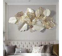 SYLUOQP Home Decor Metal Wall Art Leaves Modern Large Wall Sculptures Gold Flower Blooming Handmade 3D Wall Hanging Artwork Decoration for Living Room Bedroom,136 x 76 cm