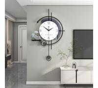 SYLUOQP Large Wall Clocks for Living Room Modern Decoration Wall Clock Creativity Metal Silent Pendulum Quartz Clocks Non-Ticking for Kitchen Bedroom Office Home Battery Operated,79 * 50cm