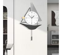 SYLUOQP Modern simple large wall clock, minimalist creativity sailboat style decorative wall clocks with pendulum, without tick noises for decoration bedroom kitchen office office,53 * 30cm
