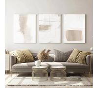 SYLUOQP Painting on canvas board with neutral brushstroke, beige line, abstract, modern and minimalist posters, wall art, interior decoration 3pcs without framework,20x30cm