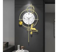 SYLUOQP Wall Clock for Living Room, Silent Quality Quartz Battery Operated with Pendulum, Analog Large Wall Clocks for Kitchen Bathroom Bedroom Wall Home Decor,White,78 * 40cm