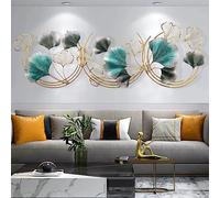 SYLUOQP Wall decoration metal gingko gold wall decoration metal 3D wall sculptures ginkgo sheet art ornament as a perfect decoration living room, 150 x 50 cm