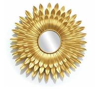 SYLUOQP Wall mirror sun 80 cm metal design hanging mirror brass antique, iron decorative mirror round, mirror wall large, corridor mirror coat mirror modern,D