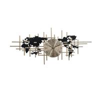 SYLUOQP World Map of Modern Wall Clock, 96cm Metal Wall Decor Silent Clock For Living Room Bedroom Decor Decor Office at home,Black