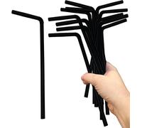 SYLVA-50 Black Flexible Straws Reusable|Bendy Drinking Straws for Cold Beverages |Straws for Parties, Schools,Pubs & Everyday use|Sugarcane Straw|Black Bend -Never Soggy!