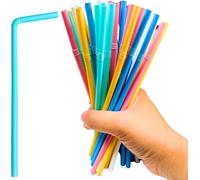 SYLVA Plant Based Corn Bendy Straws, 50 Multi Coloured, Flexible, Reusable Straws-BPA Free, All Natural Drinking Straws for Hot & Cold Beverages, Ideal for Kids, Adults, Parties, Schools & Care Homes