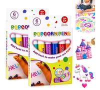 SylvaFusion 12 Pcs Popcorn Pens, Magic Bubble Popcorn Drawing Pens for Kids | Boo Basket Gifts, 6 Colors DIY 3D Puffy Paint Markers for Home School Classroom Birthday
