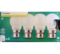 Sylvania 4 x Pack 4.5w = 40w BC B22 Bayonet Cap Golfball Light Bulbs