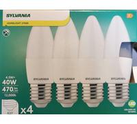 SYLVANIA 4 x Pack 4.5w = 40w ES E27 Screw Cap LED Opal Candles