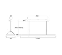 Sylvania Areum LED pendant light, 120 x 30 cm, 840, DALI