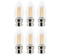 SYLVANIA B22 Candle Filament LED Bulbs, Warm White 2700K, 6 Pack
