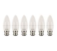 SYLVANIA Candle LED Light Bulbs, Frosted, B22, 8W, 806 Lumens, 60W Equivalent, Warm White 2700K - 6 Pack