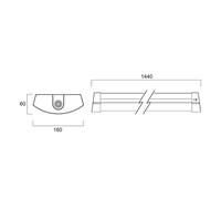 Sylvania Deltawing LED ceiling light, 144 cm, IP44, 840