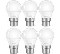 Sylvania G45 Mini Globe Frosted LED Light Bulb, Dimmable, B22, 5.6W, 470 Lumens, Warm White 2700K - 6 Pack