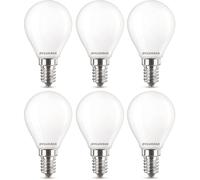 SYLVANIA G45 Mini Globe Frosted LED Light Bulb, Dimmable, E14, 4.5W, 470 Lumens, Warm White 2700K - 6 Pack