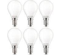 SYLVANIA G45 Mini Globe Frosted LED Light Bulb, Dimmable, E14, 4.5W, 470 Lumens, Warm White 2700K - 6 Pack