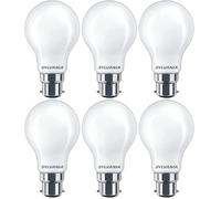 SYLVANIA GLS Frosted LED Light Bulb, Dimmable, B22, 7W, 806 Lumens, Warm White 2700K - 6 Pack