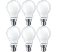 SYLVANIA GLS Frosted LED Light Bulbs, B22 Bayonet, 7W, 806 Lumens, 60W Equivalent, Warm White 2700K - 6 Pack
