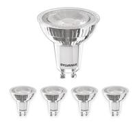 SYLVANIA GU10 Dimmable LED Light Bulbs, 5W, 350 Lumens, 50W Equivalent, Warm White 3000K - 5 Pack