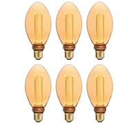 SYLVANIA Mirage B75 E27 Vintage Filament LED Bulbs, 2000K, 6 Pack