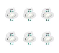 SYLVANIA SylSpot Recessed LED Spotlights - 5W Neutral White (4000K), 480 Lumen - IP44 Rated, 38° Beam Angle, Low-Profile Non-Dimmable Integrated Fitting with White & Silver Bezels - 6 Pack