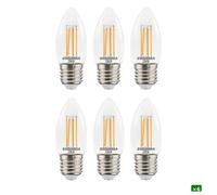 Sylvania Toledo Rt Candle Led Filament Candle Light Bulb E27 470 Lumens Warm White 2700K Dimmable - Pack Of 6
