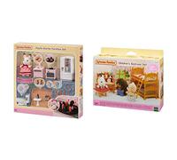 Sylvanian Families 5449 Playful Starter Furniture Set Doll House Accessories & 5338 Children's Bedroom Set, Multicolor
