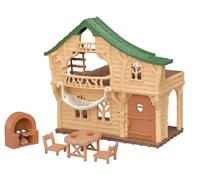 Sylvanian Families 5451 Lakeside Lodge Log Cabin & Cottontail Rabbit Family + Co