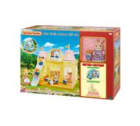 Sylvanian Families Baby Castle Nursery Gift Set with Sunshine Nursery Bus 5670 - Castle Playground, 2 Figures Kate Periwinkle and Milo Cakebread