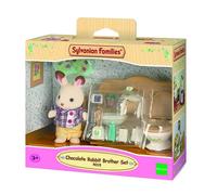 Sylvanian Families Chocolate Rabbit Brother & Washroom Doll Pink