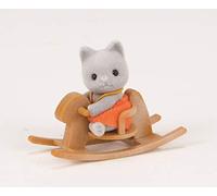 Sylvanian Families - Grey Cat Baby with Rocking Horse