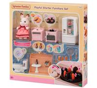 Sylvanian Families Playful Starter Furniture Set - 27-Piece Kitchen & Toilet Playset with Chocolate Rabbit Mother, Moveable Parts, for Ages 3+