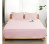 Sylvanora Egyptian Cotton Fitted Sheet,4 Corner Straps,Dark Pink,Double | 25cm Deep Pocket,100% Egyptian Cotton,Double Bed Sheet 137×190cm,Breathable&Comfortable,4Elastic Corner Straps for Secure Fit