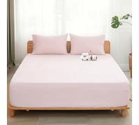 Sylvanora Egyptian Cotton Fitted Sheet,4 Corner Straps,Light Pink, King | 40cm Deep Pocket,100% Egyptian Cotton,King Bed Sheet 150×200cm,Breathable&Comfortable,4 Elastic Corner Straps for Secure Fit