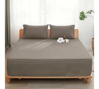 Sylvanora Egyptian Cotton Fitted Sheet,4 Corner Straps,Taupe Grey,King