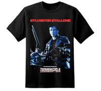 Sylvester Stallone Terminator 2 Mens Movie Poster T Shirt Sci Fi Skynet Cyberdyne Systems T800 (UK, Alpha, M, L, Regular, Regular, Black)