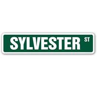 SYLVESTER Street Sign Metal Door Decorative Sign Plaque 40x10 cm