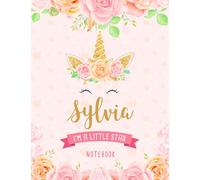Sylvia I'm A Little Star Notebook: Unicorn Composition Notebook Gift for Students Girls for Home School With Personalized Name With Cute Unicorn Cover Design, 8.5x11 in ,110 Lined Pages.