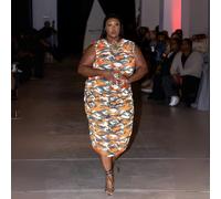 Sylvia Piechulla Boudicca Summer Orange Camouflage Ruched Dress-Inclusive Plus Size up to UK 24 / US 20 - Size UK 22/ US 18 - Orange