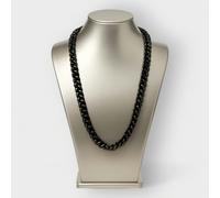 Sylvia Piechulla Cleopatra Black Aluminum Chain Necklace Single Tier Long - Black - Black Aluminium