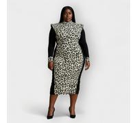 Sylvia Piechulla Sierra Black White Leopard Brocade Jacquard Dress Made to Order - Size UK 18/ US 14 - Black White Leopard Print