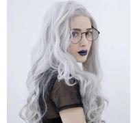 Sylvia Silver Gray Wig Heat Resistant Body Wave Synthetic Lace Front Wigs for Lady Girls Long Light Grey Hair Women