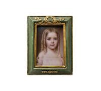 SYLVIA'S SHOP 2.5x3.5 Small Vintage Picture Frame, Mini Antique Ornate Photo Frame, for Tabletop and Wall Display, Retro Home Decor, Old Fashioned Photo Gallery Art, Green