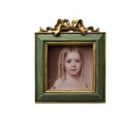 SYLVIA'S SHOP 3x3 Small Vintage Picture Frame, Mini Antique Ornate Square Photo Frame, for Tabletop and Wall Display, Retro Home Decor, Photo Gallery Art, Green