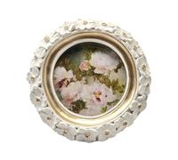 SYLVIA'S SHOP 3x3 Small Vintage Round Picture Frame, Mini Antique White Ornate Circle Photo Frame, for Tabletop and Wall Display, Decorative Floral Design Retro Home Decor, Photo Gallery Art