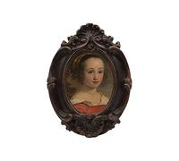 SYLVIA'S SHOP Small Antique 2.5 x 3.5 Oval Picture Frame, Mini Vintage Ornate Photo Frame, Table Top Display and Wall Hanging Home Decor, Old Fashioned Photo Gallery Art Deco, Brown