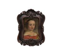 SYLVIA'S SHOP Small Antique 2.5 x 3.5 Picture Frame, Mini Vintage Ornate Photo Frame, Table Top Display and Wall Hanging Home Decor, Old Fashioned Photo Gallery Art Deco, Brown