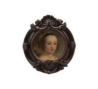 SYLVIA'S SHOP Small Antique 3 x 3 Round Picture Frame, Mini Vintage Ornate Photo Frame, Table Top Display and Wall Hanging Home Decor, Old Fashioned Photo Gallery Art Deco, Brown - by